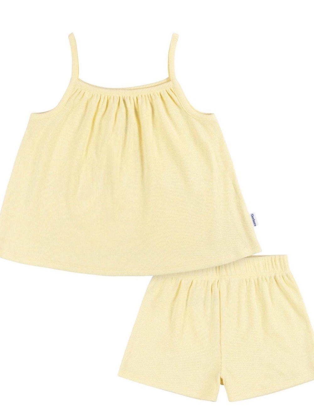 Gerber Light Yellow Ribbed Girls' Tank & Shorts Pajama Set